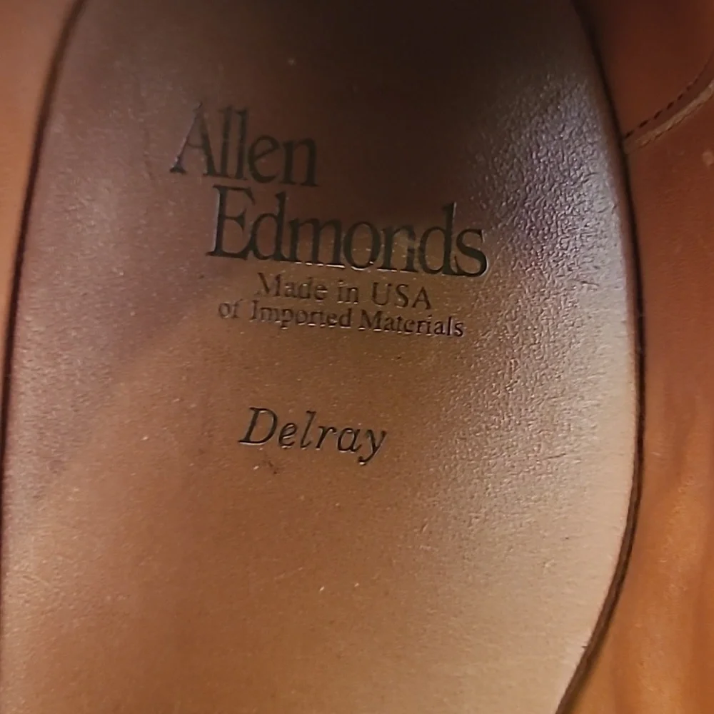 ALLEN EDMONDS Delray Tan Brown Oxfords Sz‎ 10 3E Split Toe Mens Dress Shoes